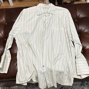 Joseph Abboud Men's Cream Striped Button Down Shirt